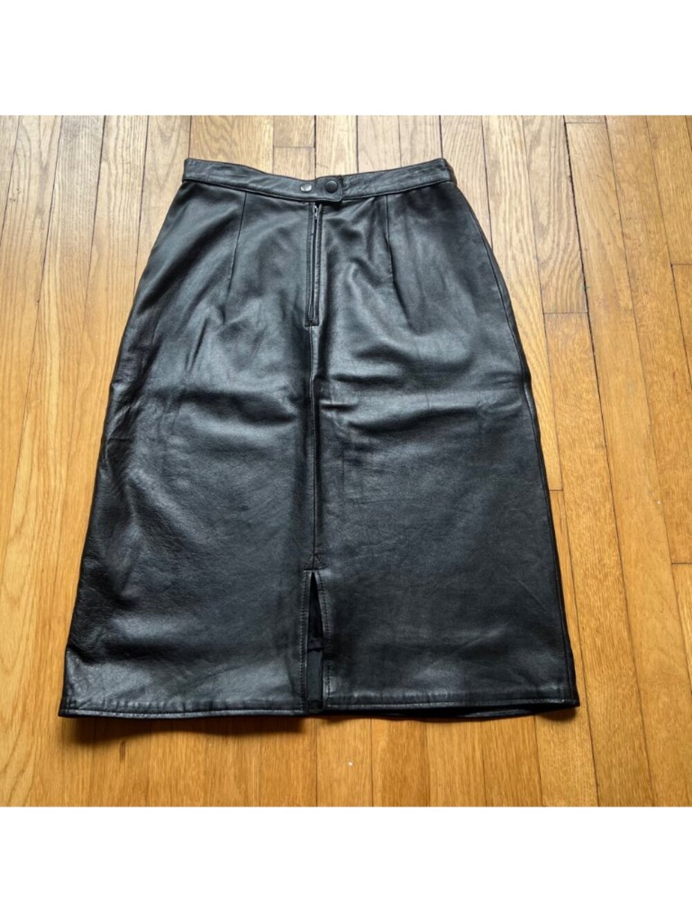 Vintage Goth 90s Erez Sport Size 12 Leather Knee Length Straight Pencil Skirt - Picture 14 of 16
